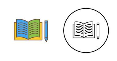 icono de vector de libro y lápiz único