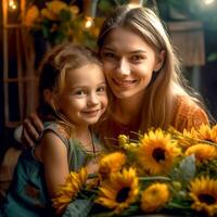 loving happy mother and daughter are in love photo