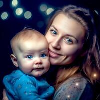 Beautiful Mother and cute baby child love photo