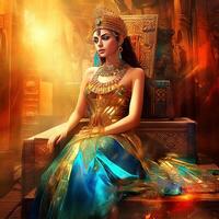 AI Generative Pretty Egyptian queen in abstract background photo