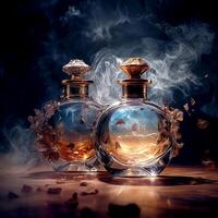 A vintage-style perfume bottles photo