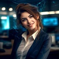 Abstract smiling young office girl photo