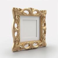 Luxury engraved gold metal photo frame in light background