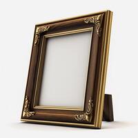 AI Generative Luxury wooden photo frame in light background