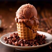 Chocolate cone ice cream photo