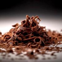 AI Generative large size Chocolate shavings on dark background photo