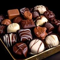 Delicious candy chocolate in the box photo