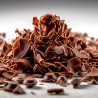 AI Generative Lot of dark Chocolate shavings photo