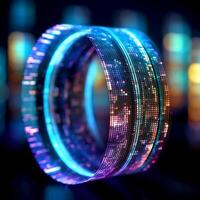 Abstract Mystical cyberpunk glowing Ring photo