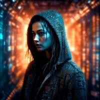 Abstract cyberpunk pretty girl photo