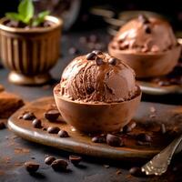 Coold sweet ice cream with chocolate photo
