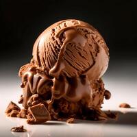 Sweat ice cream with delicious chocolates flow on the white background photo