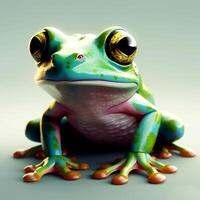 AI Generative Cartoon Frog in Disney style in white background photo