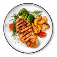 AI Generative Grilled chicken with vegetables photo