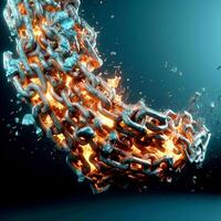 AI Generative The weak link in a broken blockchain explodes photo