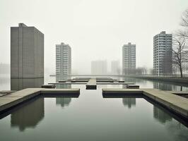 Minimalist Landscape in Neutral Colors. Ai Generative photo