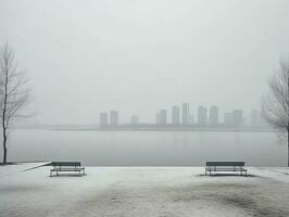 Minimalist Landscape in Neutral Colors. Ai Generative photo