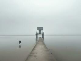 Minimalist Landscape in Neutral Colors. Ai Generative photo