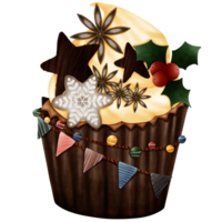 Christmas cupcake with red holly png