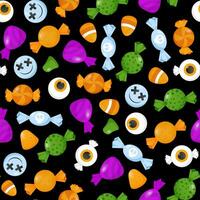 Black seamless pattern of scary Halloween sweets vector