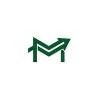 letter m stripes arrow chart logo vector