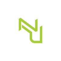 letters nu green line geometric fresh logo vector