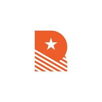 letter r orange stripes star logo vector