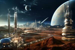 AI Generative Future of space exploration from colonization photo