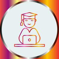 Unique Studying on Laptop Vector Icon