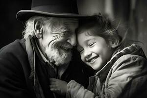 el cerca emocional enlace Entre abuelos y su nietos ai generativo foto