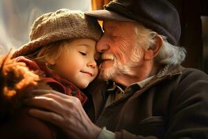 the close emotional bond between grandparents and their grandchildren AI Generative photo