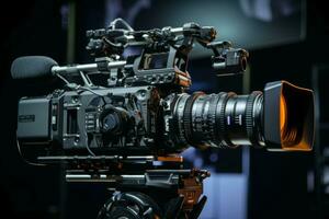 Professional camera in studio. Generate Ai photo