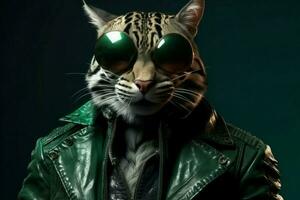 Cyberpunk cat. Generate Ai photo