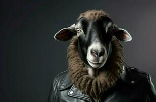 Sheep leather jacket. Generate Ai photo