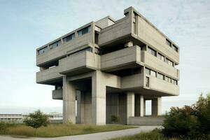 Brutalist modern building style. Generate Ai photo