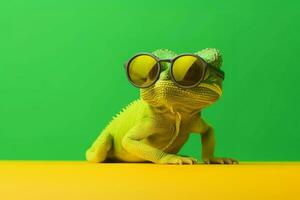 Chameleon sunglasses animal. Generate Ai photo