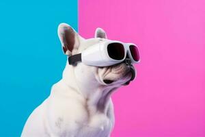 Dog trendy virtual glasses. Generate Ai photo