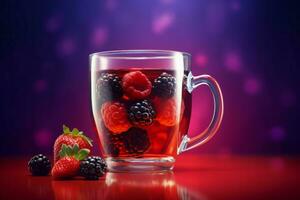 Wild fruit tea glass cup. Generate Ai photo