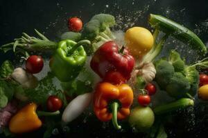 Vegetables water splash vitamin. Generate Ai photo