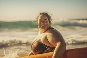 más Talla mujer surf estilo de vida. generar ai foto