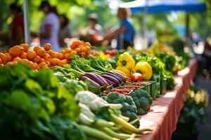 ai generativo vibrante escenas desde un tradicional agricultores mercado foto