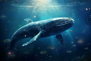 Big whale floating in stars. Generate Ai photo