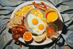 Inviting Breakfast plate food. Generate Ai photo