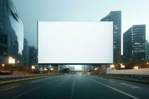 Modern city building billboard wall. Generate Ai photo