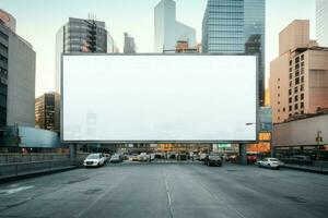 Sprawling Modern city building billboard wall. Generate Ai photo