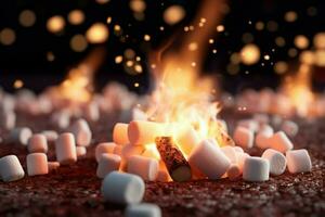 Cozy Campfire marshmallow place. Generate Ai photo