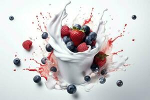 Refreshing Fresh beries yogurt. Generate Ai photo