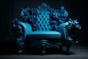 Blue armchair. Generate Ai photo