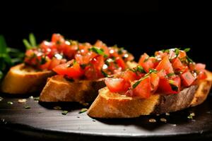 Bruschetta tomato appetizer. Generate Ai photo