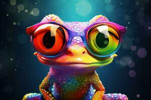 Playful Cute colorful frog. Generate Ai photo